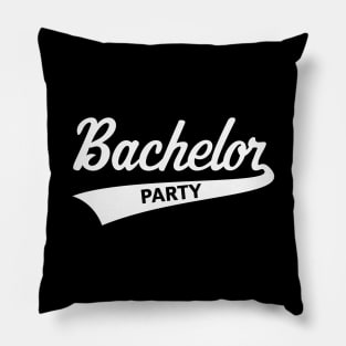 Bachelor Party (Stag Party / Team Groom / Lettering / White) Pillow