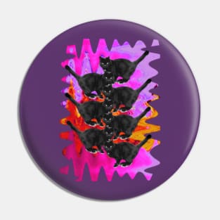 Psychedelic Black Cat Funny Melty colorful background surreal collage Pin