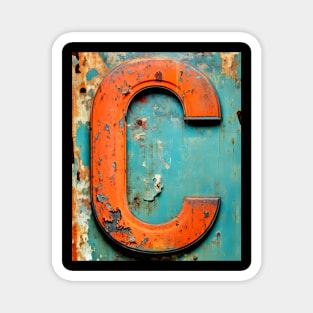 Rusty Letter C Antique Monogram Letter C Initial Alphabet Magnet