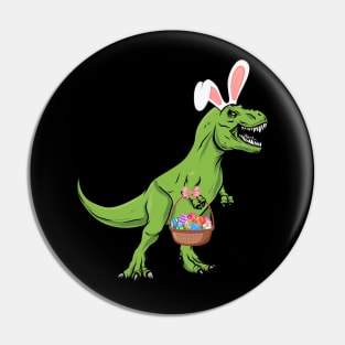 Easter Dinosaur Trex Dino With Eggs T-Rex Bunny Ears Easter Pin