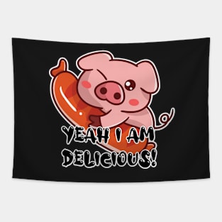 Delicious Cute Pig and Sausage Tapestry