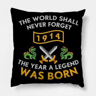 1914 The Year A Legend Was Born Dragons and Swords Design (Light) Pillow