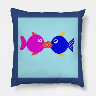 Illustrated kissing fish Pillow