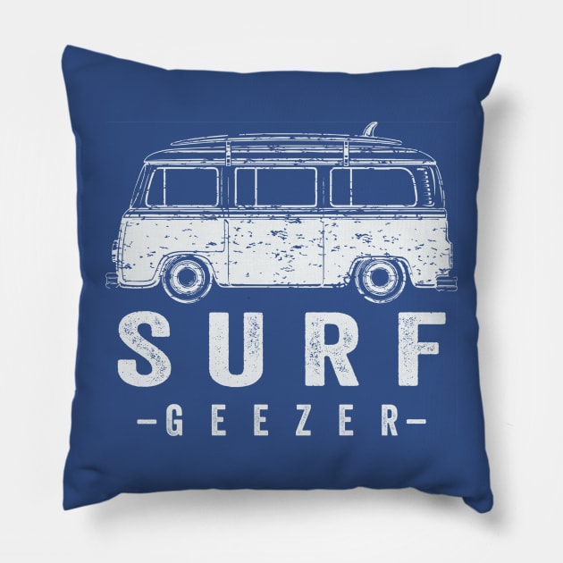 SURF GEEZER LT GRAY Pillow by GrayBuffalo