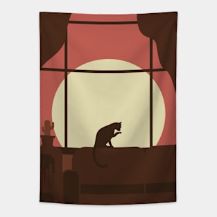 LOFI Cat Sunset Bedroom Tapestry