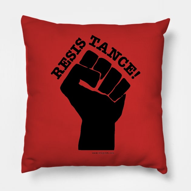 RESISTANCE! (Black on Red) Pillow by Danny Germansen