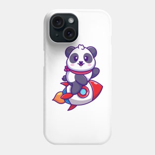 Cute panda riding rocket cartoon Phone Case