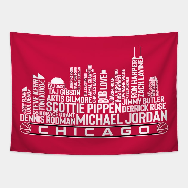 Chicago Basketball Team All Time Legends, Chicago City Skyline Tapestry by Legend Skyline