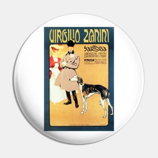 VIRGILIO ZANINI Italian Fashion Clothing Tailor House c1900 Vintage Poster Pin