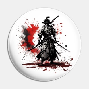 Inked Warrior Samurai Splatter Art Pin