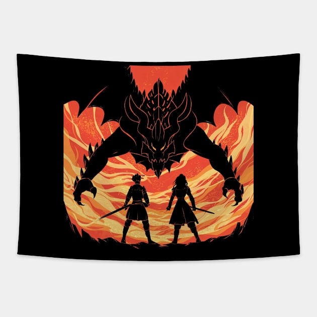 Dragon Slayer Duo, Fighting dragons with you Tapestry by SimpliPrinter