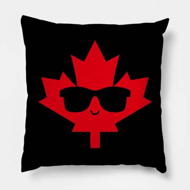 Cool Canada Day Maple Leaf with Sunglasses (Red) Pillow by designminds1