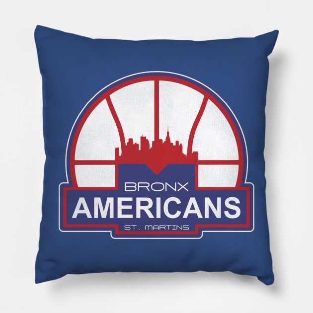 Defunct Bronx Americans 'St. Martins' Basketball Team Pillow by Defunctland
