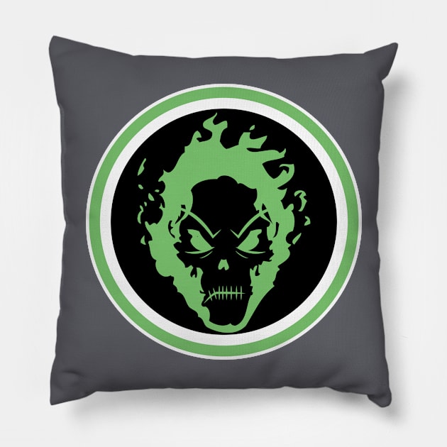 flaming skull halloween icon Pillow by CoySoup