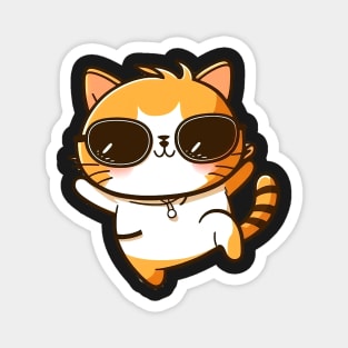 Cute ginger cat wearing sunglasses Magnet