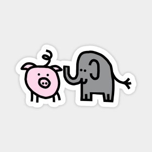 Pig and Elephant Magnet