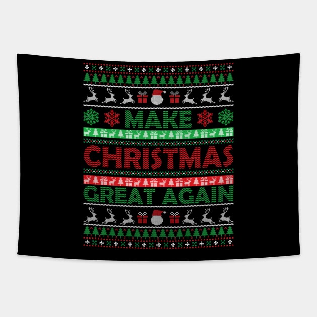 Make Christmas Great Again Ugly sweater Tapestry by MZeeDesigns