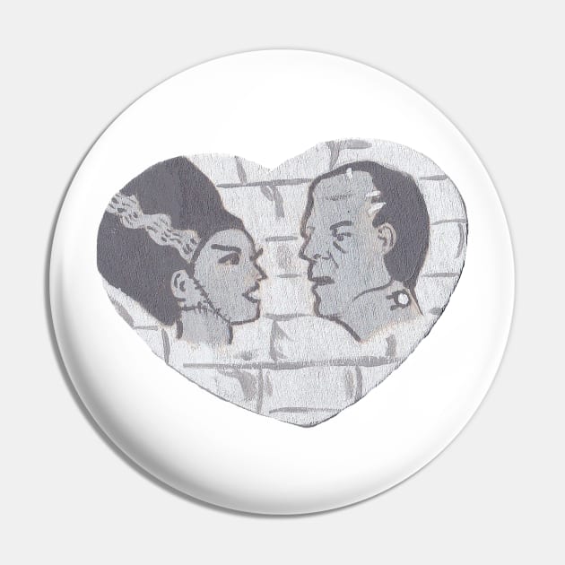 Frankenstein and the Bride Pin by tesiamarieart