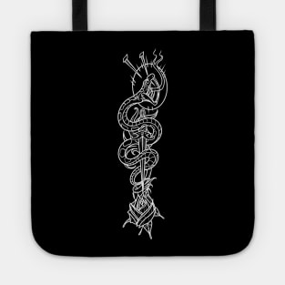 Traditional Snake & Rose Tattoo Blk Tote