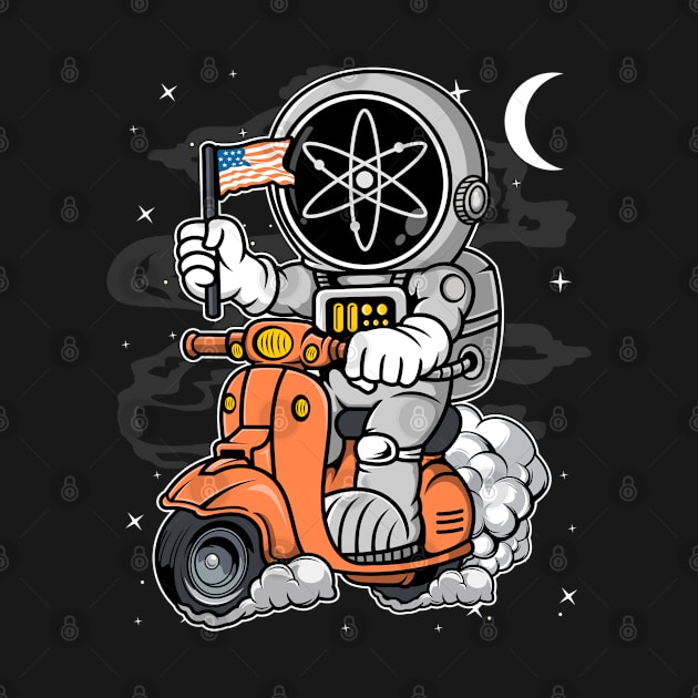 Astronaut Scooter Cosmos ATOM Coin To The Moon Crypto Token Cryptocurrency Blockchain Wallet Birthday Gift For Men Women Kids by Thingking About