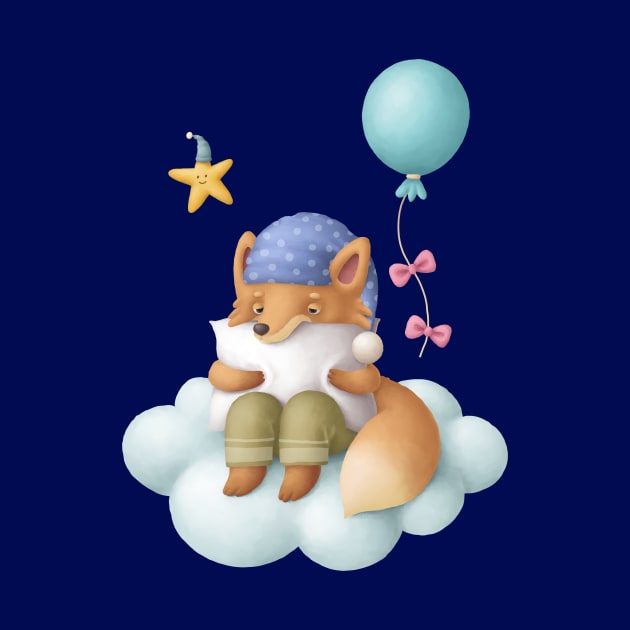 Sleepy fox on the cloud by KOTOdesign