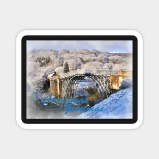 Christmas Greetings Cards Ironbridge in Snow Magnet