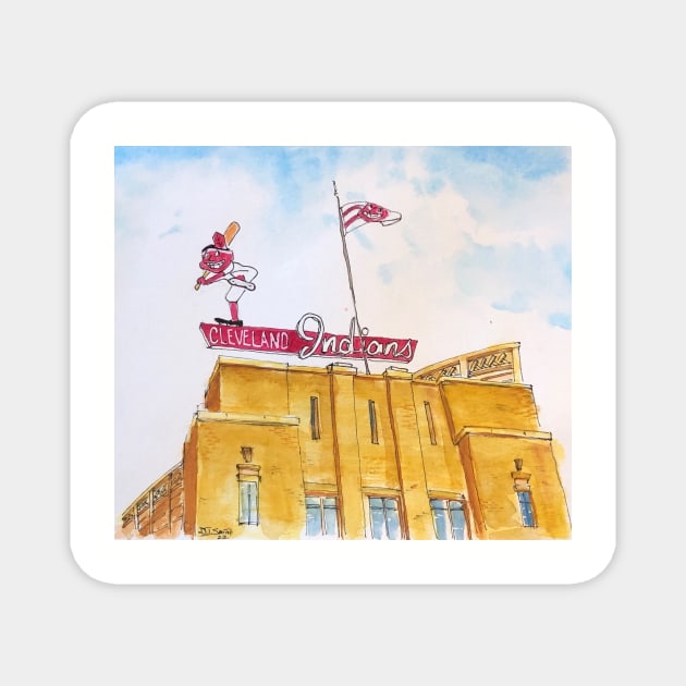 Old Municipal Stadium - Cleveland Indians Magnet by Darrell T Smith Art & Design