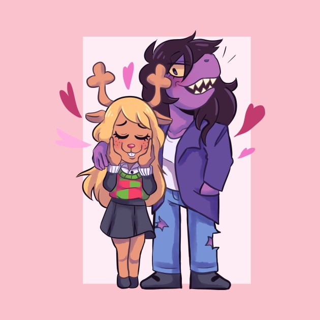 Deltarune Susie and Noelle by Midnight_rabbit