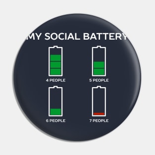 Funny Social Battery Introvert T-Shirt Pin
