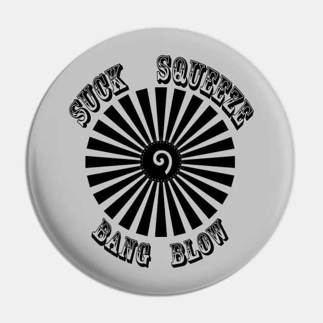 Suck Squeeze Bang Blow - Jet Engine Pin by ToochArt