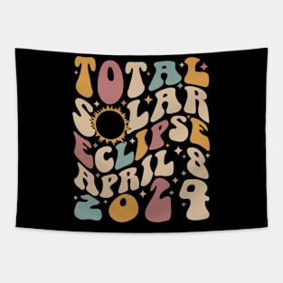 Total Solar Eclipse April 8 2024 Retro Groovy Women Kids Men Tapestry