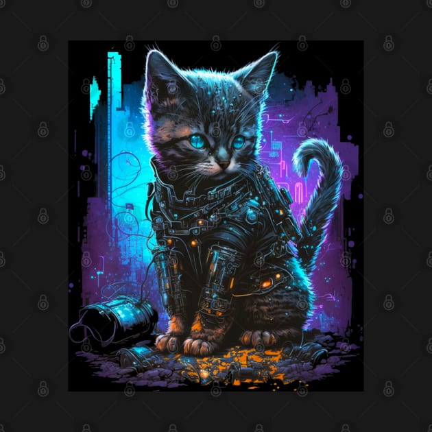 cute cyberpunk cat kitten by SJG-digital