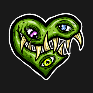 Zombie Heart Teethy Smile Green Valentines Day T-Shirt