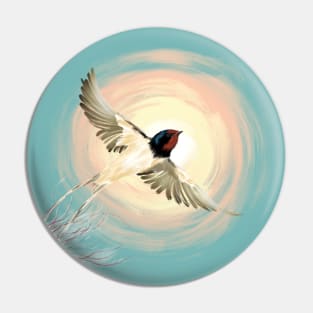 Barn Swallow + Prairie Smoke Flower Pin