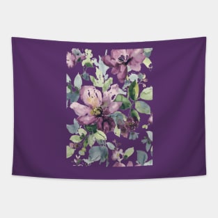 Watercplor Purple Flowers Tapestry