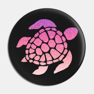 Pastel Pink Ombre Faux Glitter Turtle Pin