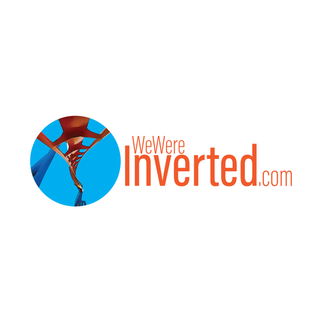 We Were Inverted Logo | Blue Circle | Orange Text by We Were Inverted