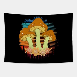 Retro Flower Mushroom Tapestry