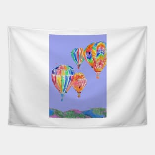 Hot Air Balloon Watercolor Painting on Lavender Purple Balloons Tapestry