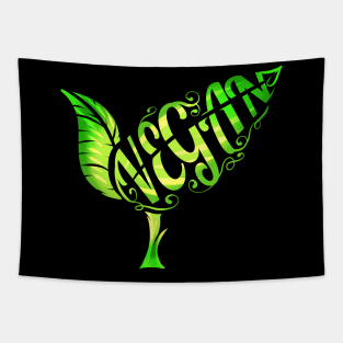 Vegetarians Love This Green Plant With The Word Vegan Tapestry