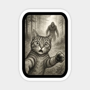 Cat Bigfoot Gift for Women, Men & Kids, Scared Cat Selfie with Sasquatch Magnet