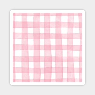 Pink Plaid Watercolor Gingham Magnet