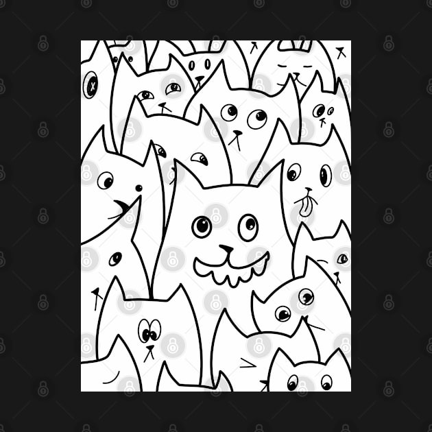 Cats Doodle Art / Cats Graffiti / Funny Cat Line Art by Print Art Station