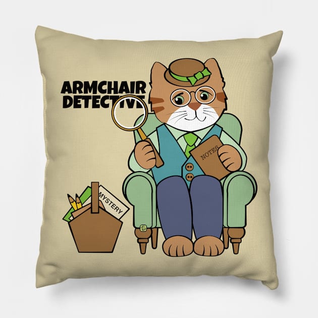 Armchair Detective Man Cat Pillow by Sue Cervenka