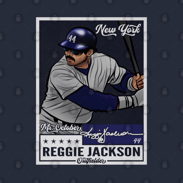 Reggie Jackson New York Y Throwback Card by Jesse Gorrell