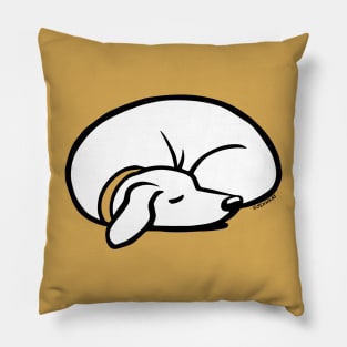 Sleeping Dog Black and White Line Drawing Pillow