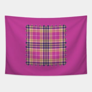 Pink, Gold and Blue Tartan Tapestry