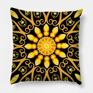 Elegant Mandala Art With Gold Colors Pillow