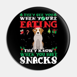 Christmas Dog Eating Snacks Pin