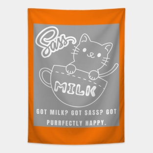 Motivational and Inspirational Cat Quote: Cat Milk and Sass Tapestry